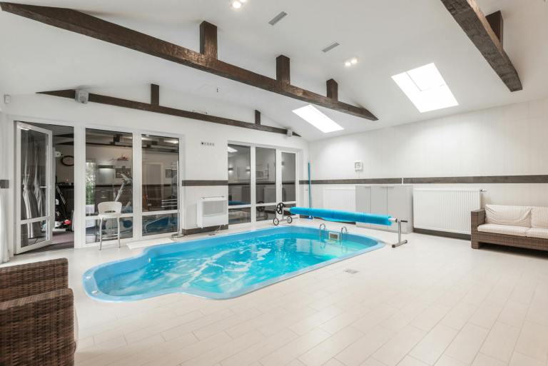 big swimming pool in spacious house