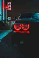 red headlight on black car