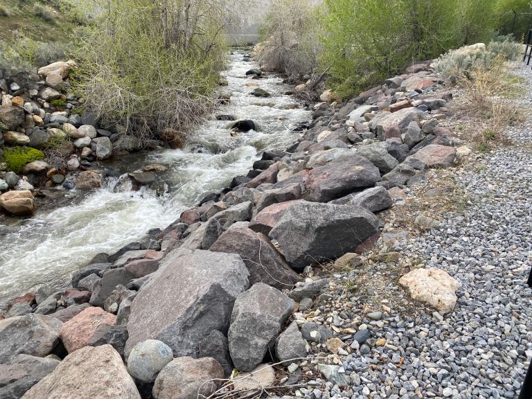 The thawing waters of Little Cottonwood creek thaw and flow to the Salt Lake Valley.